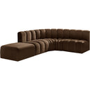  Manufacturer Color_Brown -- Arc 127" Brown Velvet Upholstered 5 pc Modular Sectional IMAGE 4