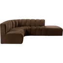  Manufacturer Color_Brown -- Arc 127" Brown Velvet Upholstered 5 pc Modular Sectional IMAGE 9