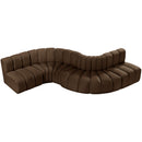  Manufacturer Color_Brown -- Arc 145" Brown Velvet Upholstered 6 pc Modular Sectional IMAGE 4