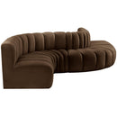  Manufacturer Color_Brown -- Arc 145" Brown Velvet Upholstered 6 pc Modular Sectional IMAGE 6