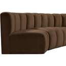  Manufacturer Color_Brown -- Arc 151" Brown Velvet Upholstered 6 pc Modular Sectional IMAGE 10