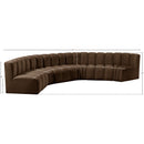  Manufacturer Color_Brown -- Arc 151" Brown Velvet Upholstered 6 pc Modular Sectional IMAGE 12