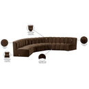  Manufacturer Color_Brown -- Arc 151" Brown Velvet Upholstered 6 pc Modular Sectional IMAGE 13