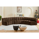  Manufacturer Color_Brown -- Arc 151" Brown Velvet Upholstered 6 pc Modular Sectional IMAGE 2