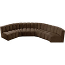  Manufacturer Color_Brown -- Arc 151" Brown Velvet Upholstered 6 pc Modular Sectional IMAGE 4