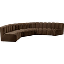  Manufacturer Color_Brown -- Arc 151" Brown Velvet Upholstered 6 pc Modular Sectional IMAGE 5