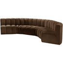  Manufacturer Color_Brown -- Arc 151" Brown Velvet Upholstered 6 pc Modular Sectional IMAGE 6