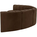  Manufacturer Color_Brown -- Arc 151" Brown Velvet Upholstered 6 pc Modular Sectional IMAGE 7