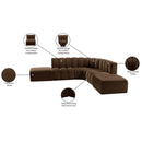  Manufacturer Color_Brown -- Arc 146" Brown Velvet Upholstered 6 pc Modular Sectional IMAGE 14