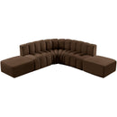  Manufacturer Color_Brown -- Arc 146" Brown Velvet Upholstered 6 pc Modular Sectional IMAGE 4