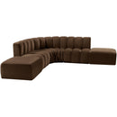  Manufacturer Color_Brown -- Arc 146" Brown Velvet Upholstered 6 pc Modular Sectional IMAGE 5
