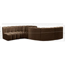  Manufacturer Color_Brown -- Arc 145" Brown Velvet Upholstered 6 pc Modular Sectional IMAGE 10