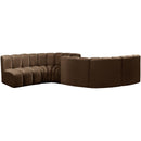  Manufacturer Color_Brown -- Arc 145" Brown Velvet Upholstered 6 pc Modular Sectional IMAGE 3