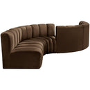 Meridian Arc Brown Velvet 6 pc Modular Sectional IMAGE 5