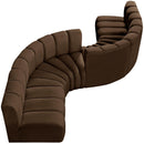  Manufacturer Color_Brown -- Arc 145" Brown Velvet Upholstered 6 pc Modular Sectional IMAGE 6
