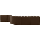 Meridian Arc Brown Velvet 7 pc Modular Sectional IMAGE 3