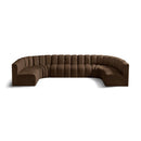  Manufacturer Color_Brown -- Arc 150" Brown Velvet Upholstered 8 pc Modular Sectional IMAGE 1