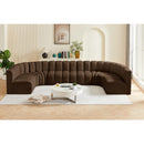  Manufacturer Color_Brown -- Arc 150" Brown Velvet Upholstered 8 pc Modular Sectional IMAGE 2