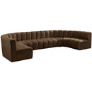  Manufacturer Color_Brown -- Arc 150" Brown Velvet Upholstered 8 pc Modular Sectional IMAGE 5