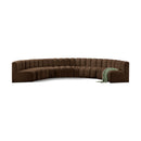  Manufacturer Color_Brown -- Arc 162" Brown Velvet Upholstered 8 pc Modular Sectional IMAGE 1