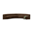 Meridian Arc Brown Velvet 8 pc Modular Sectional IMAGE 1