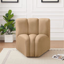  Manufacturer Color_Camel -- Arc Camel Velvet Upholstered Modular Curved Corner Chair IMAGE 2