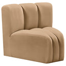 Manufacturer Color_Camel -- Arc Camel Velvet Upholstered Modular Curved Corner Chair IMAGE 3