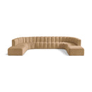 Meridian Arc Camel Velvet 10 pc Modular Sectional IMAGE 1