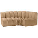  Manufacturer Color_Camel -- Arc 84" Camel Velvet Upholstered 3 pc Modular Sectional IMAGE 5