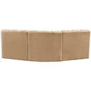Meridian Arc Camel Velvet 3 pc Modular Sectional IMAGE 3