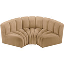  Manufacturer Color_Camel -- Arc 80" Camel Velvet Upholstered 3 pc Modular Sectional IMAGE 4
