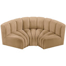 Meridian Arc Camel Velvet 3 pc Modular Sectional IMAGE 4