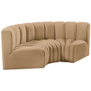  Manufacturer Color_Camel -- Arc 80" Camel Velvet Upholstered 3 pc Modular Sectional IMAGE 5