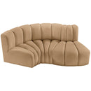  Manufacturer Color_Camel -- Arc 70" Camel Velvet Upholstered 3 pc Modular Sectional IMAGE 4