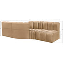 Meridian Arc Camel Velvet 4 pc Modular Sectional IMAGE 8