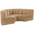  Manufacturer Color_Camel -- Arc 88" Camel Velvet Upholstered 4 pc Modular Sectional IMAGE 5