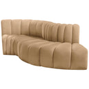  Manufacturer Color_Camel -- Arc 104" Camel Velvet Upholstered 4 pc Modular Sectional IMAGE 6