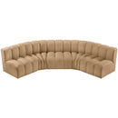  Manufacturer Color_Camel -- Arc 133" Camel Velvet Upholstered 5 pc Modular Sectional IMAGE 4