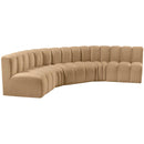  Manufacturer Color_Camel -- Arc 133" Camel Velvet Upholstered 5 pc Modular Sectional IMAGE 5