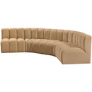  Manufacturer Color_Camel -- Arc 133" Camel Velvet Upholstered 5 pc Modular Sectional IMAGE 6