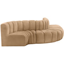  Manufacturer Color_Camel -- Arc 122" Camel Velvet Upholstered 5 pc Modular Sectional IMAGE 5