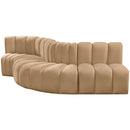  Manufacturer Color_Camel -- Arc 122" Camel Velvet Upholstered 5 pc Modular Sectional IMAGE 6