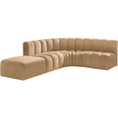  Manufacturer Color_Camel -- Arc 127" Camel Velvet Upholstered 5 pc Modular Sectional IMAGE 4