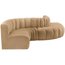  Manufacturer Color_Camel -- Arc 145" Camel Velvet Upholstered 6 pc Modular Sectional IMAGE 6