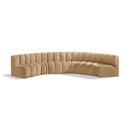 Meridian Arc Camel Velvet 6 pc Modular Sectional IMAGE 1