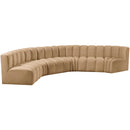  Manufacturer Color_Camel -- Arc 151" Camel Velvet Upholstered 6 pc Modular Sectional IMAGE 5