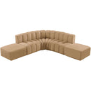  Manufacturer Color_Camel -- Arc 146" Camel Velvet Upholstered 6 pc Modular Sectional IMAGE 4