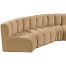  Manufacturer Color_Camel -- Arc 145" Camel Velvet Upholstered 6 pc Modular Sectional IMAGE 7