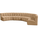  Manufacturer Color_Camel -- Arc 162" Camel Velvet Upholstered 7 pc Modular Sectional IMAGE 6