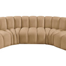 Meridian Arc Camel Velvet 7 pc Modular Sectional IMAGE 13